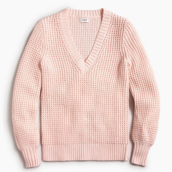 J.CREW Factory Pale Pink Chunky Knit V-Neck Sweater NWT - Picture 1 of 4